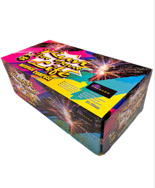 Baterie de artificii compusa Fireshow Run for your life 200 focuri calibru 30 Tp30-com200-1